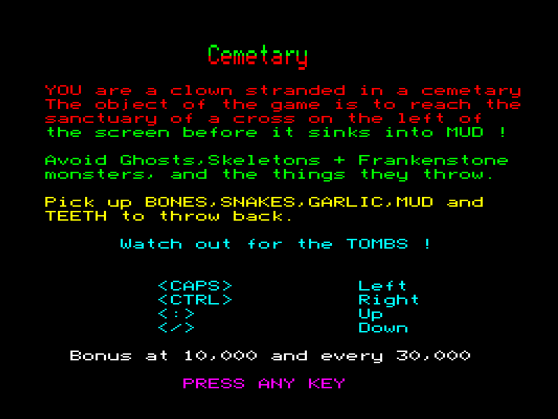 Instructions for playing Cemetary
