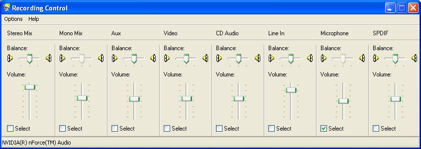 Picture recording control panel.